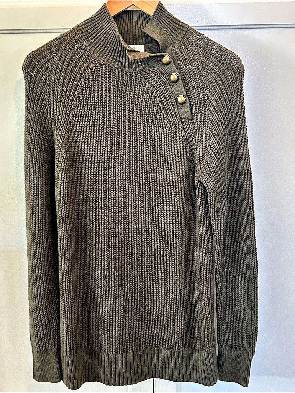 Market & Spruce Men's Knit Button Mock Neck Sweater Size Medium